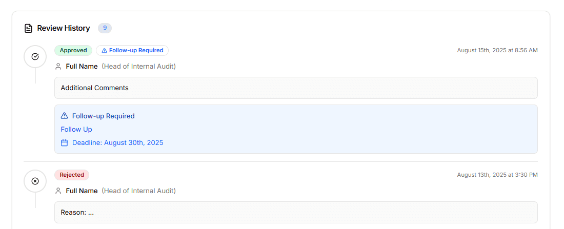 System event logs and audit trail