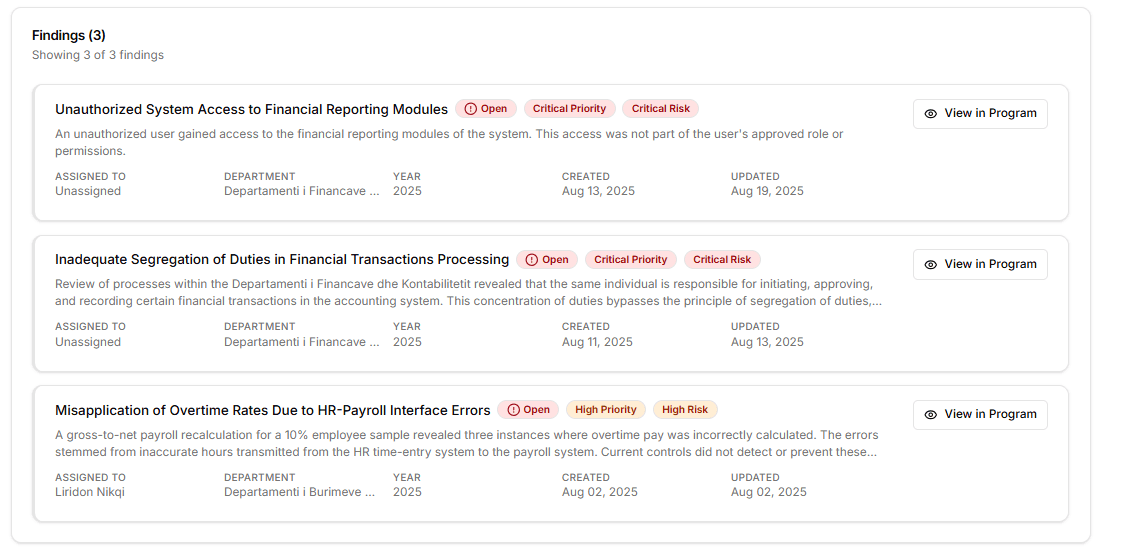 Findings & Remediation screenshot
