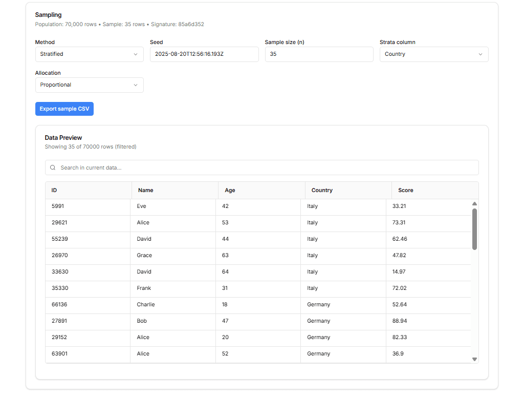 Fieldwork & Sampling screenshot